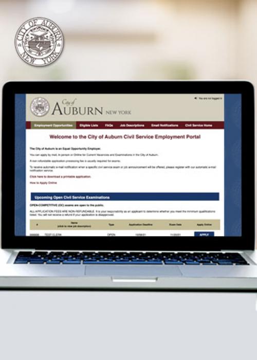 City of Auburn Civil Service Portal screen